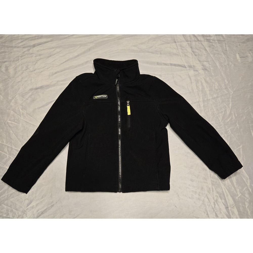 Xpedition Black Full Zip Jacket Boys XS 4/5 Black Pockets‎ Fleece Athletic Warm